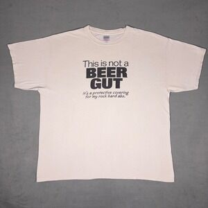 Y2K Beer Gut Funny Humor Novelty Graphic T Shirt Rock Hard Abs Gildan XL